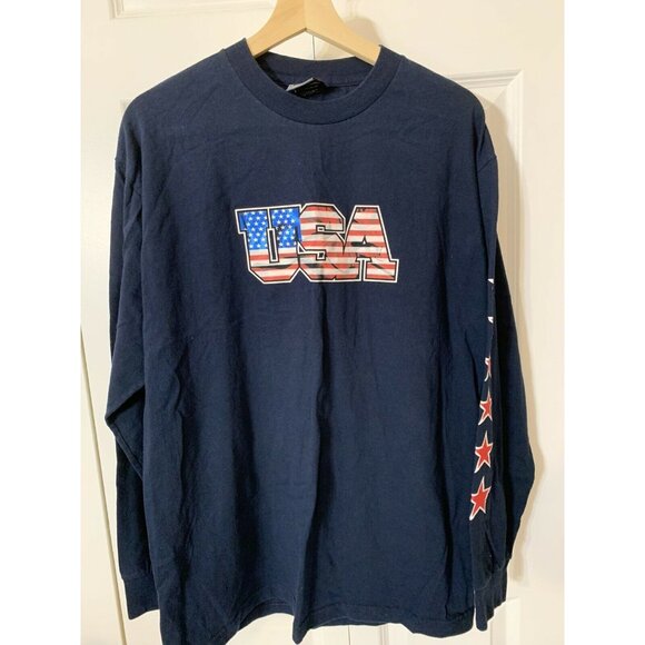 Vtg Top Heavy Men’s Sz L USA T-Shirt Red White Blue Long Sleeve‎ 2001 - Picture 1 of 5